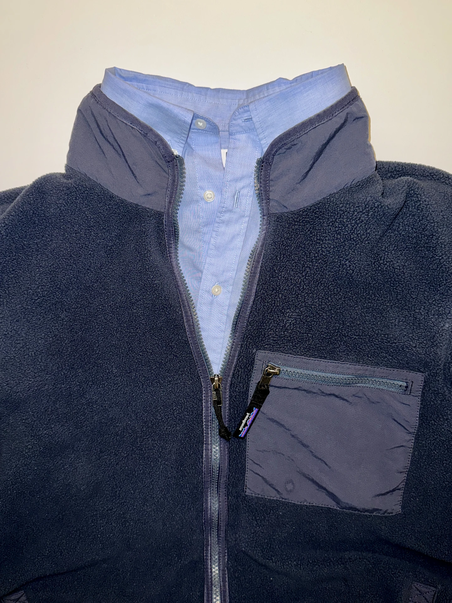 Uniqlo Oxford Shirt, Patagonia Fleece